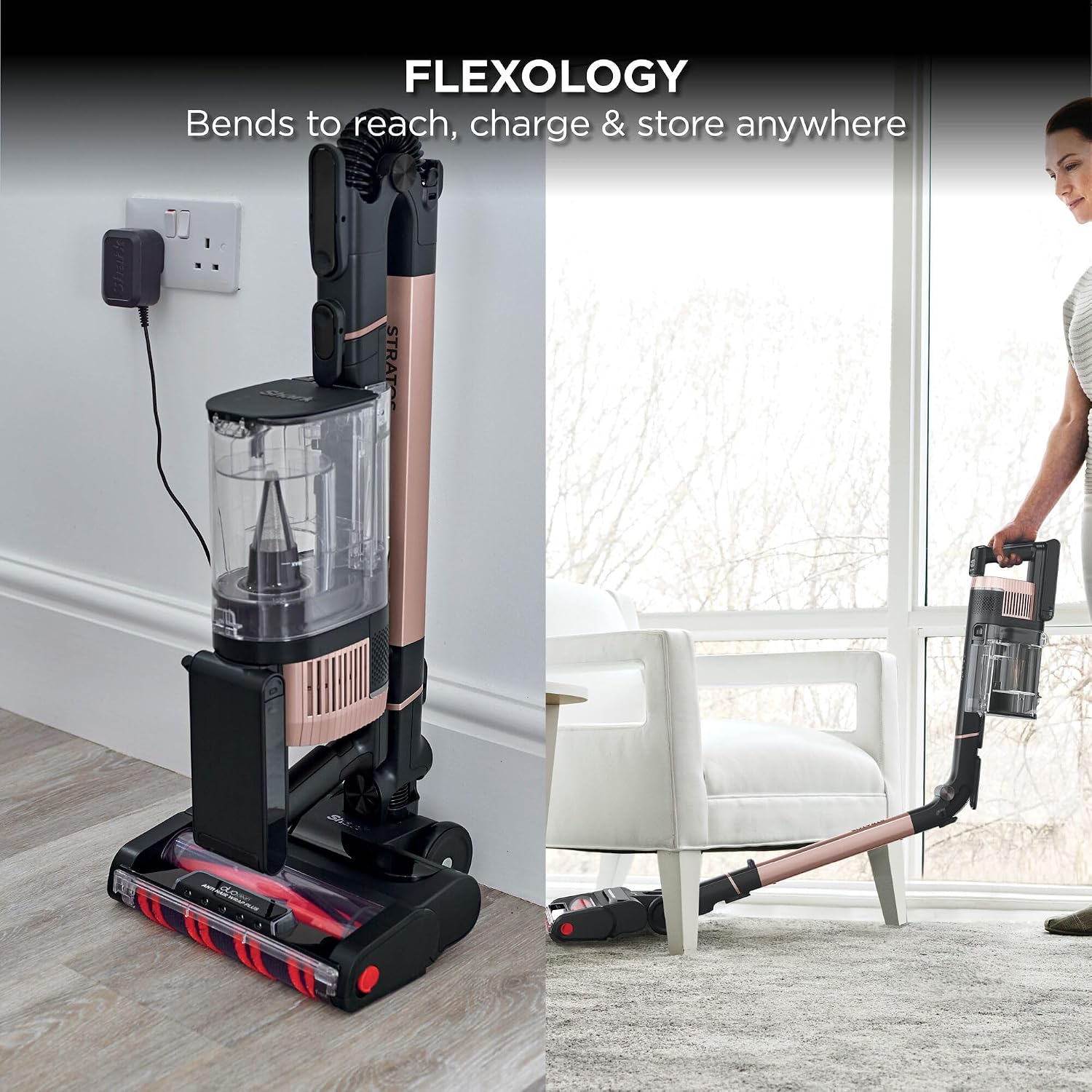 Shark Stratos Cordless Stick Vacuum Cleaner, Charcoal/Rose Gold IZ400UK